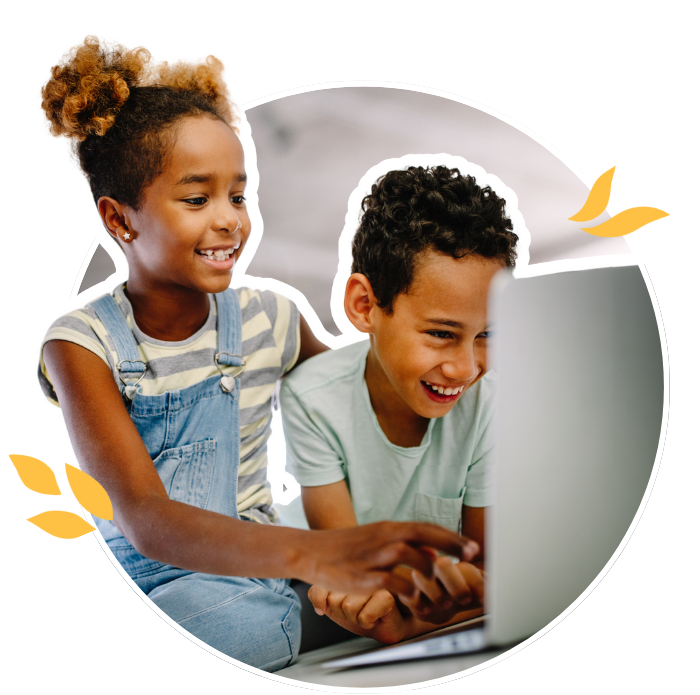 Early Elementary students on laptop