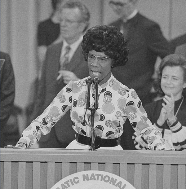 Shirley Chisholm speaking at the Democratic National Conference