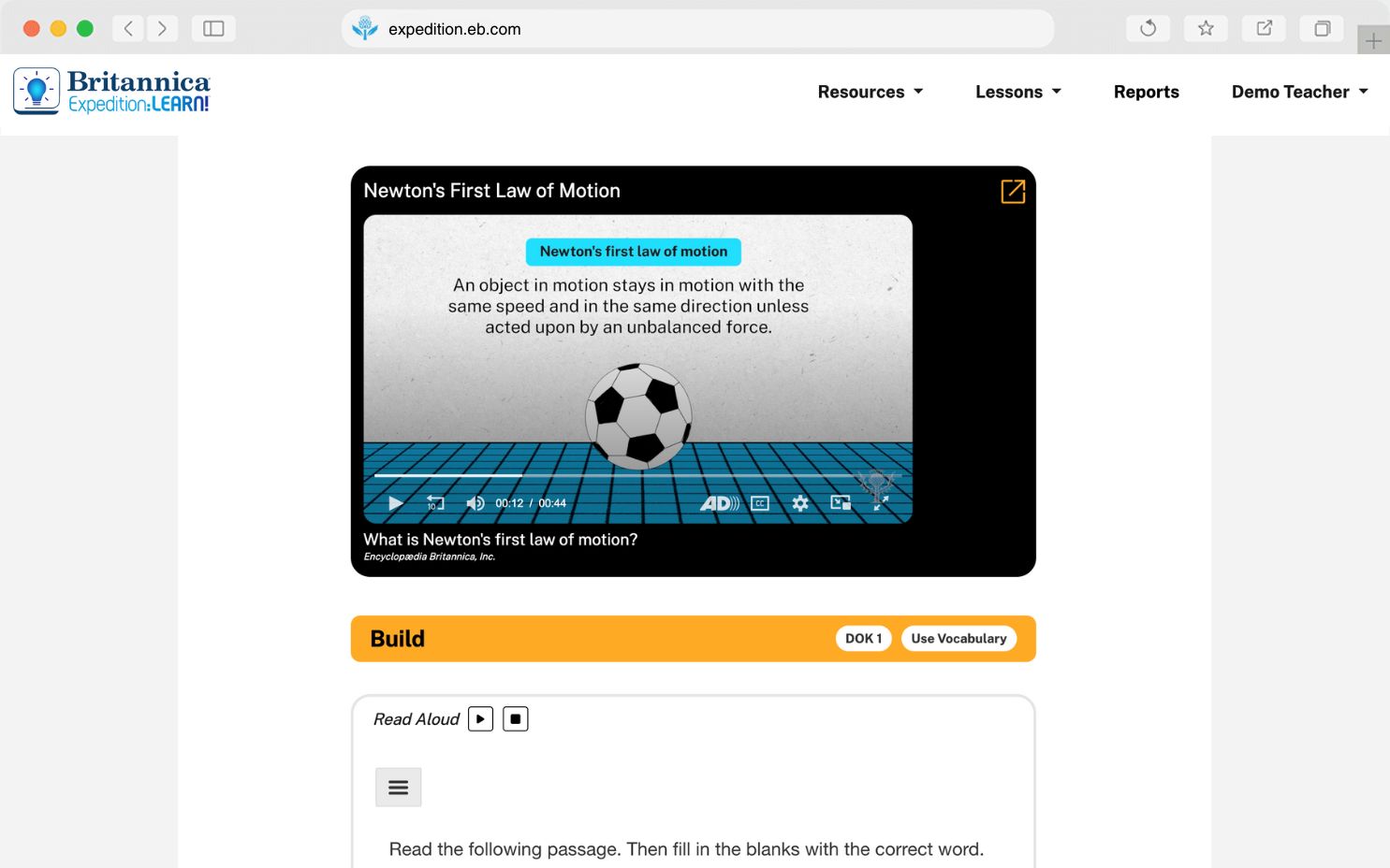Newton's First Law of Motion video within Expedition: Learn!