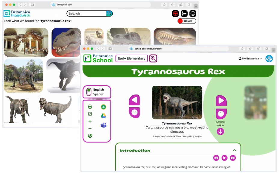 Britannica ImageQuest Jr and Britannica Early Elementary TRex