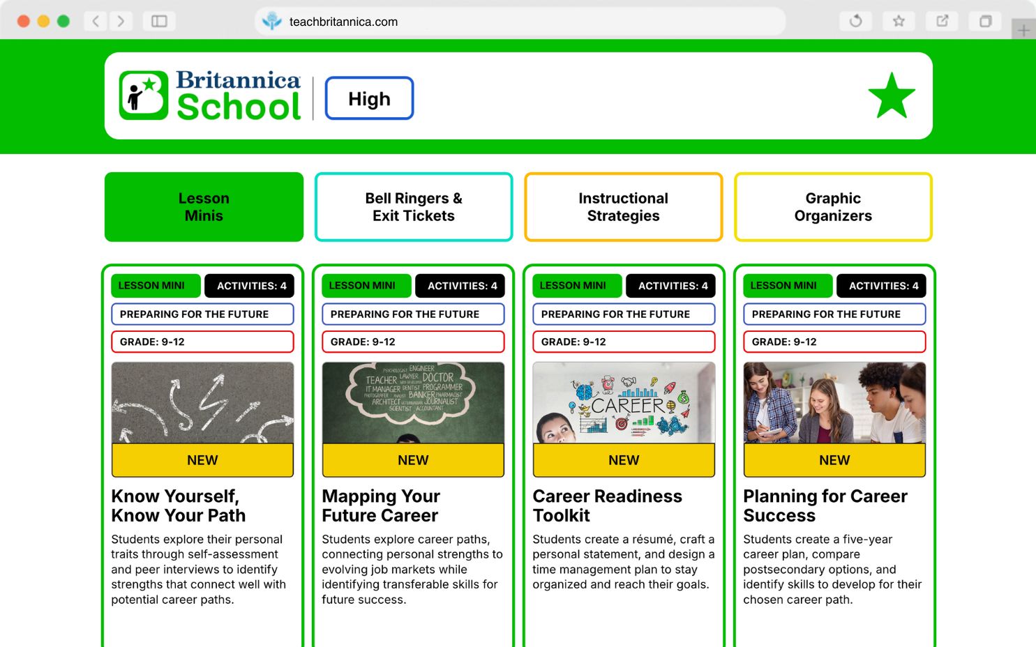 Career exploration lesson minis in Teach Britannica