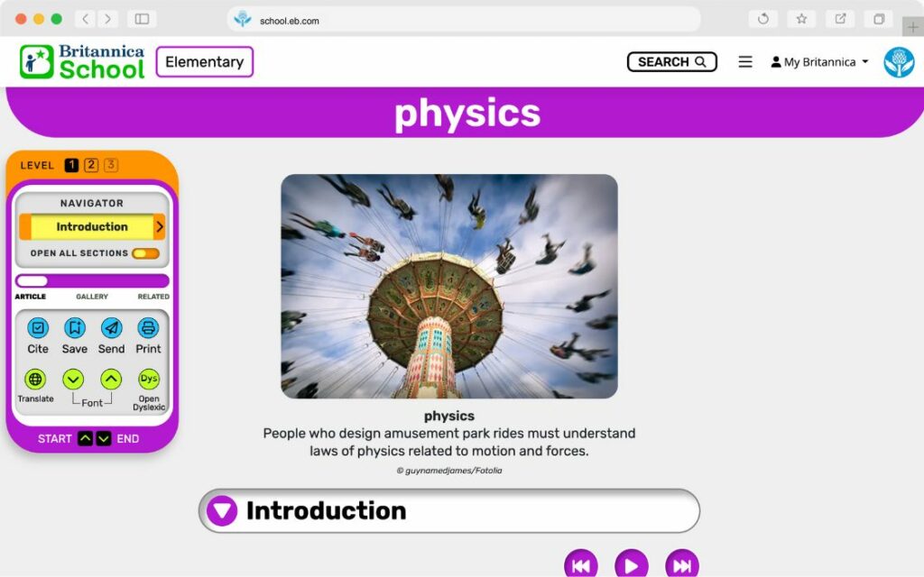 britannica school elementary physics article