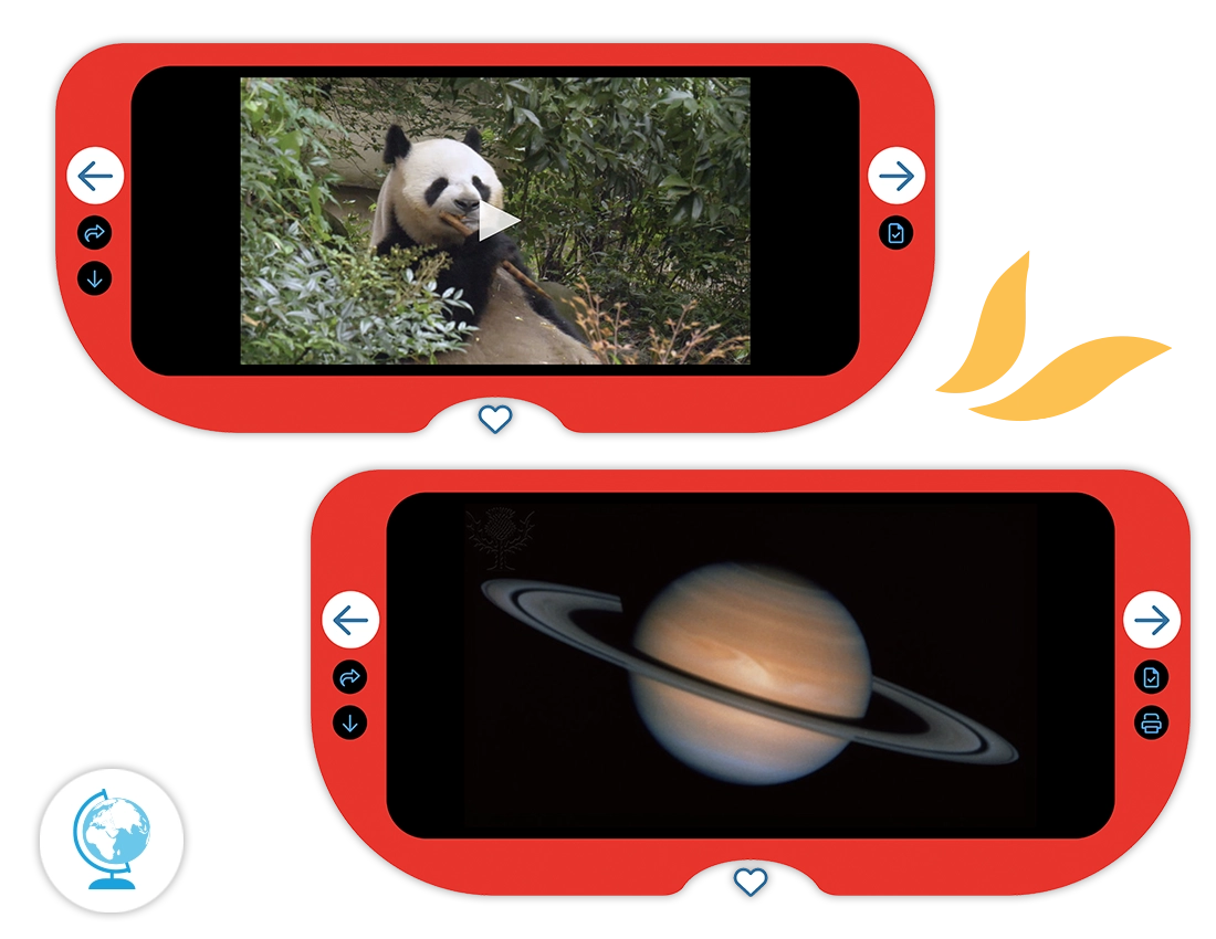 Preview of a panda video and image of Saturn in Britannica ImageQuest Junior