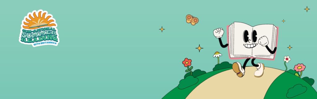 illustration of a book with arms, legs, and a smiling face