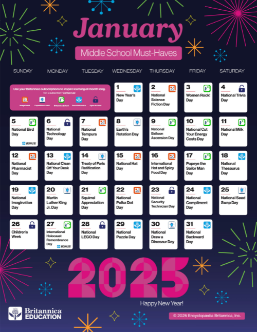 britannica education resource calendar