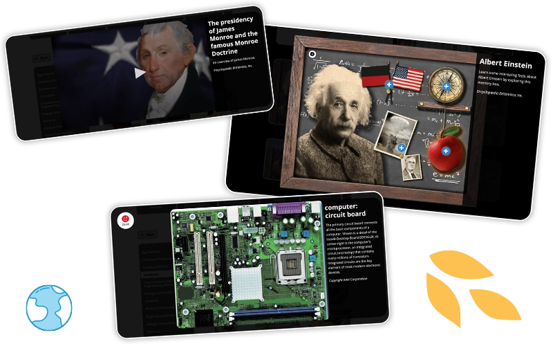 Britannica School: Middle lessons shown on phones and tablets