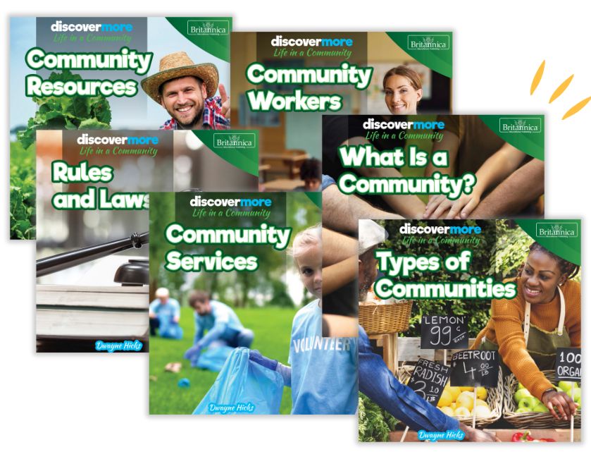 Collage of discovermore: Life in a Community book series