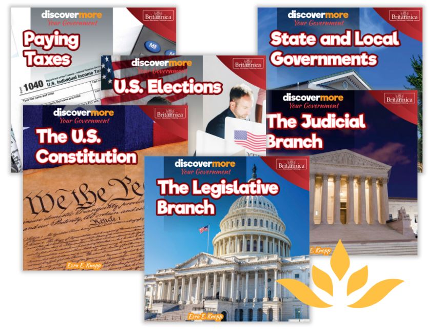 Collage of discovermore: Your Government book covers
