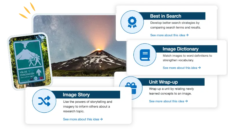 ImageQuest activities including Best in Search, Image Dictionary, Unit Wrap-up, and Image Story.
