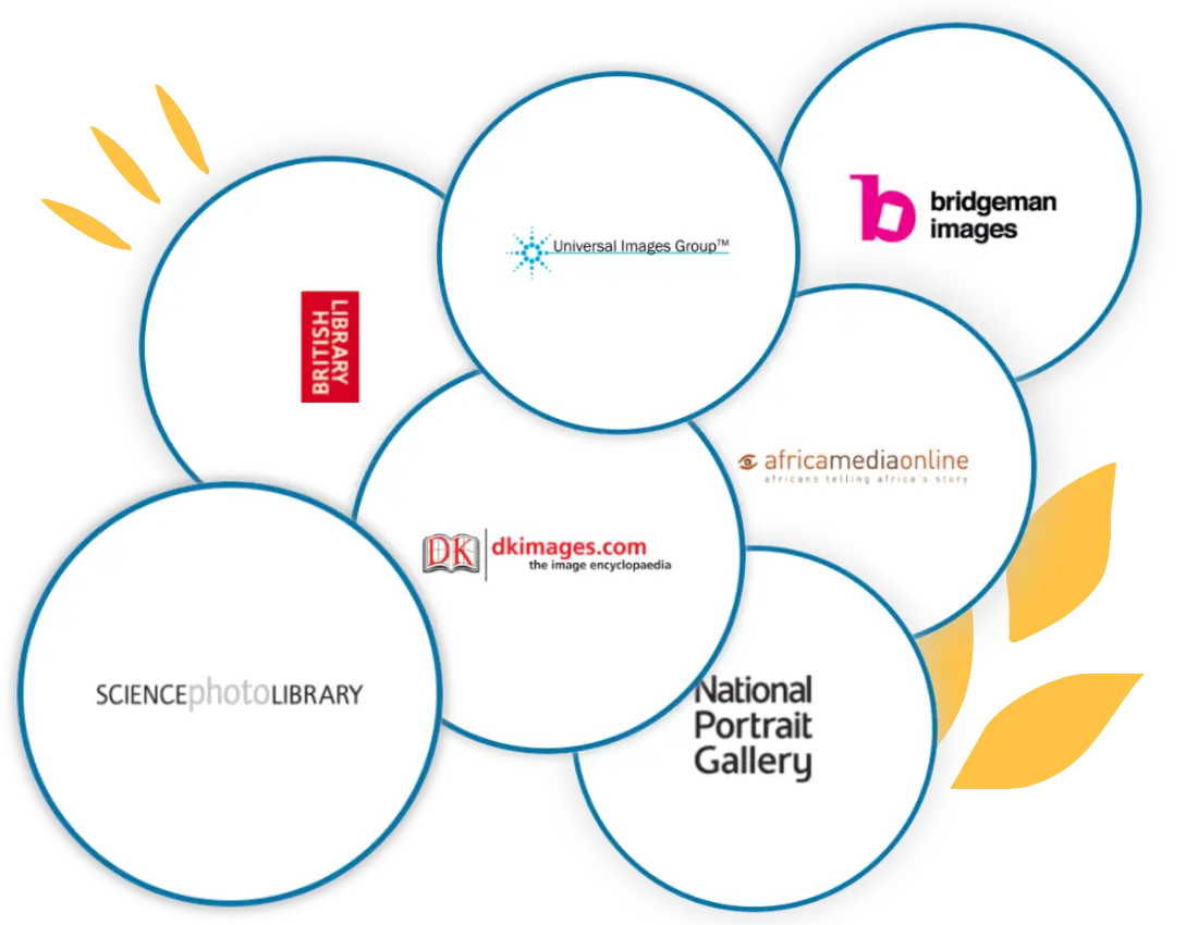 Collage of logos from Britannica ImageQuest Junior partners