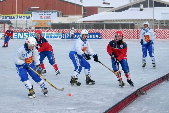 Bandy players on ice