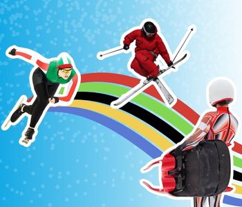 olympic spirit blog header image with winter athletes and olympic colors